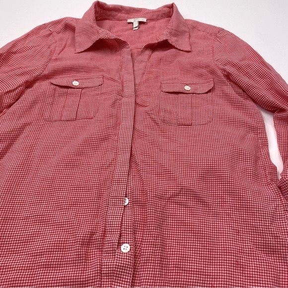 Joie Red Checked Button Down Shirt Size Medium - Picture 3 of 5
